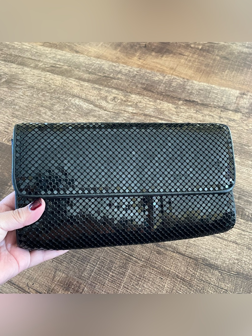 Whiting & Davis International Mesh Clutch Vintage Black Convertible Evening Bag